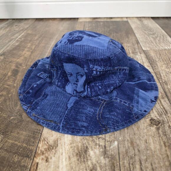 Vintage Y2K Denim Print Bucket Hat Indie Sleaze Skater 90s Graphic Grunge OS main image 5